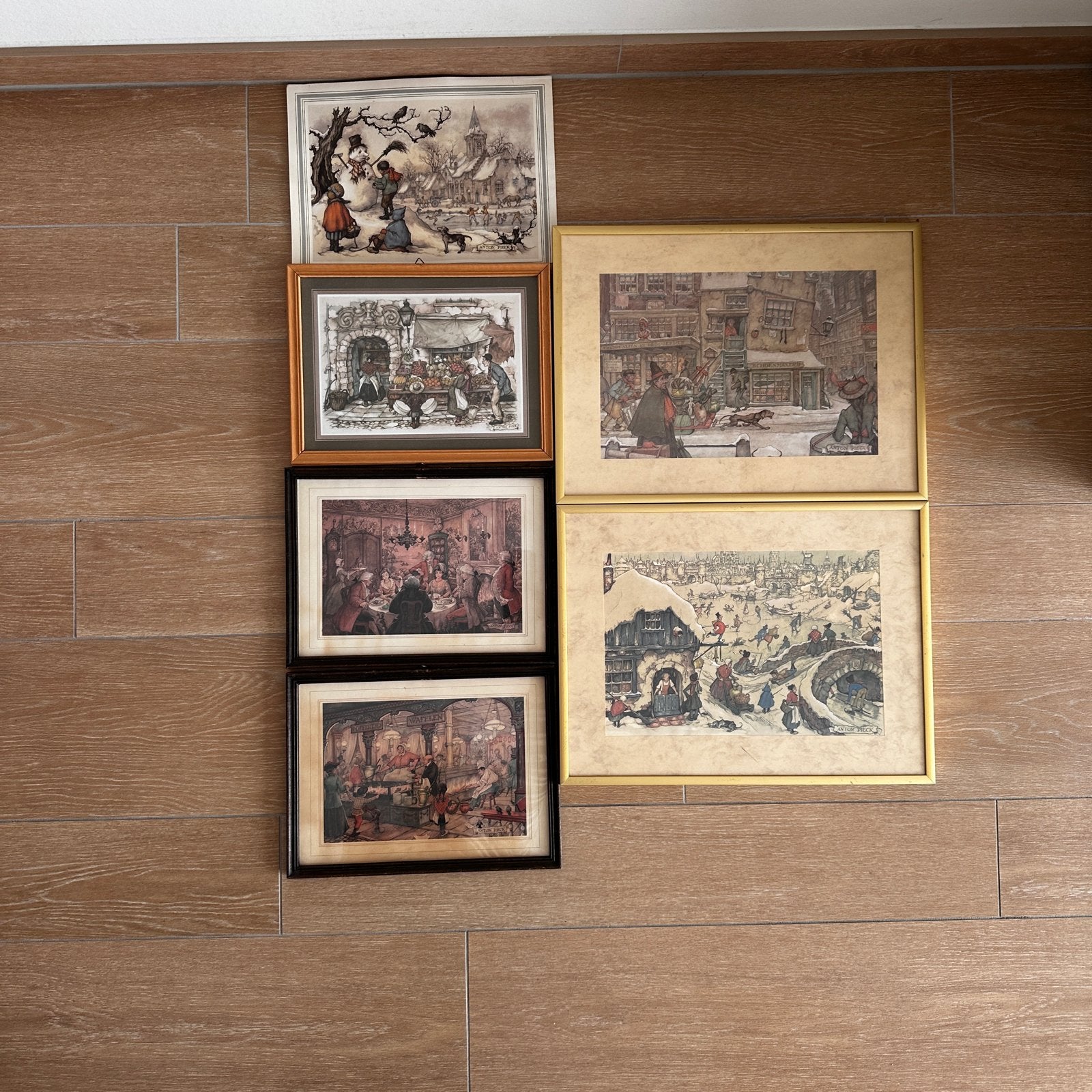 Set van 6 Anton Pieck prenten, diverse scènes, Antiek en Kunst, Kunst | Schilderijen | Klassiek, Ophalen of Verzenden, Klassiek