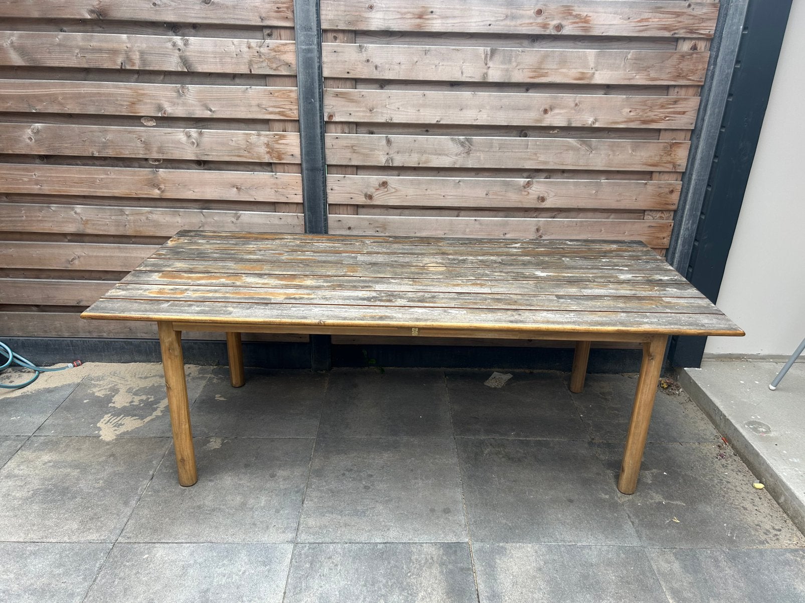KARWEI eettafel Finn light teak look hout 95x215 cm, Tuin en Terras, Ophalen, Gebruikt, Hout