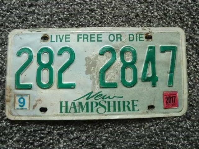 Kentekenplaat licenseplate New Hampshire no 5 USA, Verzenden, Gebruikt, Auto's