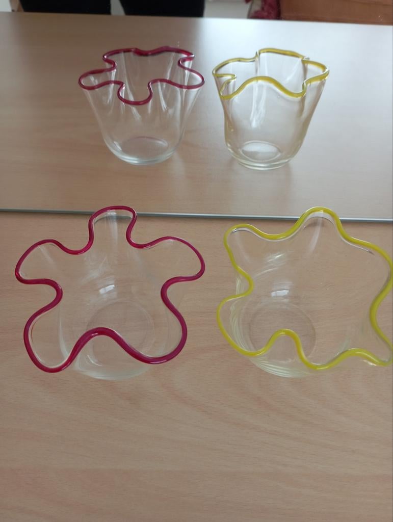 Zakdoek vaasjes ., Ophalen of Verzenden, Nieuw, Geel, Glas