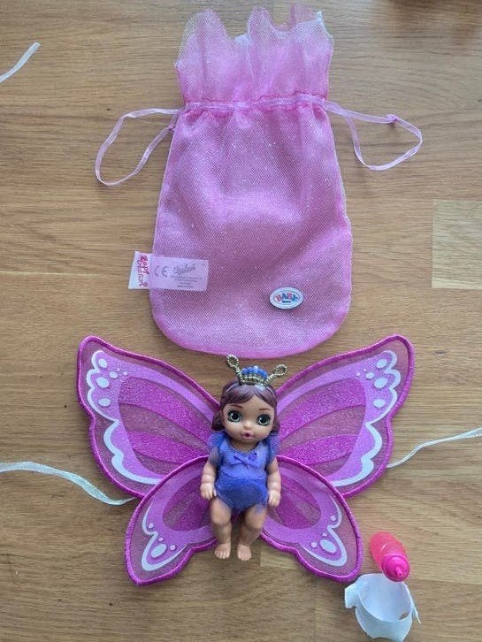 Mini Baby Born popje met vleugels en accessoires, Ophalen of Verzenden, Zo goed als nieuw, Babypop