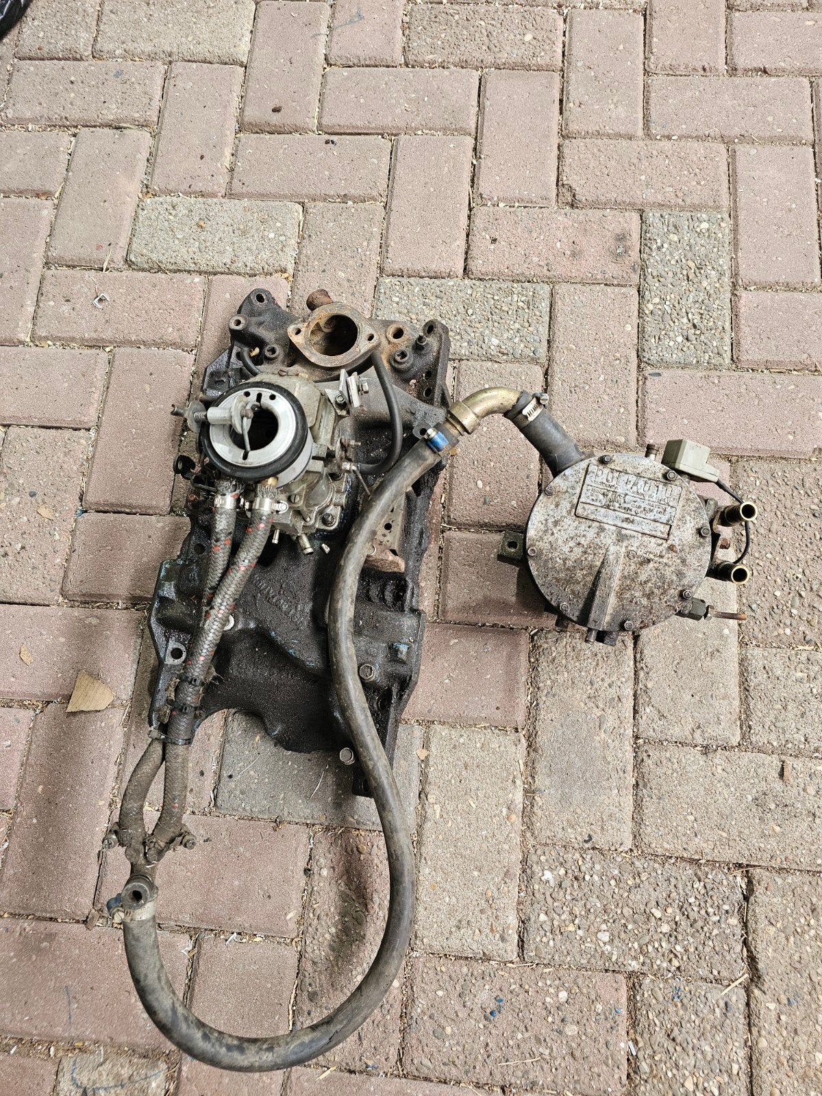 mopar 318 inlaatspruitstuk met carberateur en verdamper, Ophalen of Verzenden