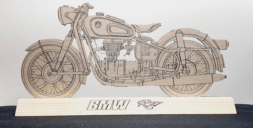 Thema silhouet met een BMW R27 zweefzadel als thema, Huis en Inrichting, Woonaccessoires | Klokken, Nieuw, Overige typen, Ophalen of Verzenden