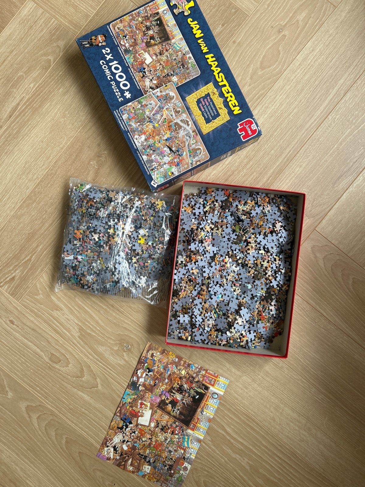 Jan van Haasteren 2x1000 stukjes - Rembrandt's Studio & Gall, Ophalen of Verzenden, 500 t/m 1500 stukjes, Zo goed als nieuw, Legpuzzel