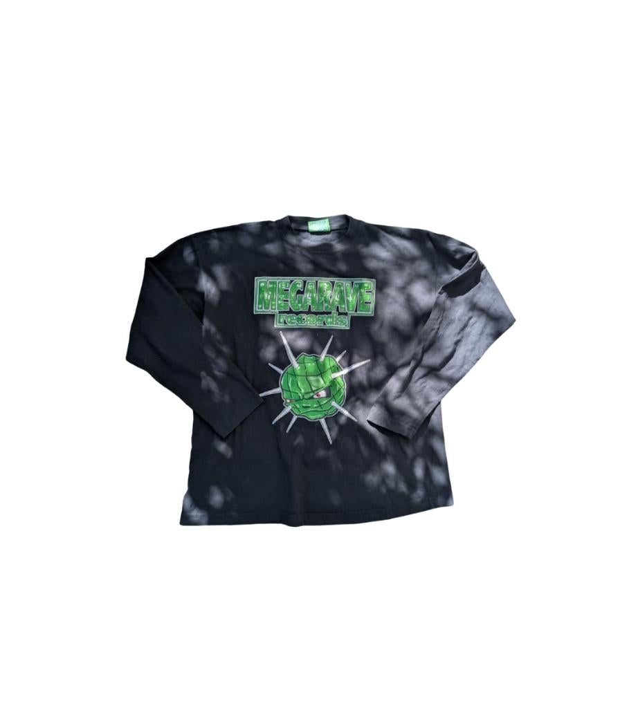 megarave 90s longsleeve – xl – vintage gabber, Kleding | Heren, T-shirts, Vintage, Vintage, Ophalen of Verzenden, Gedragen