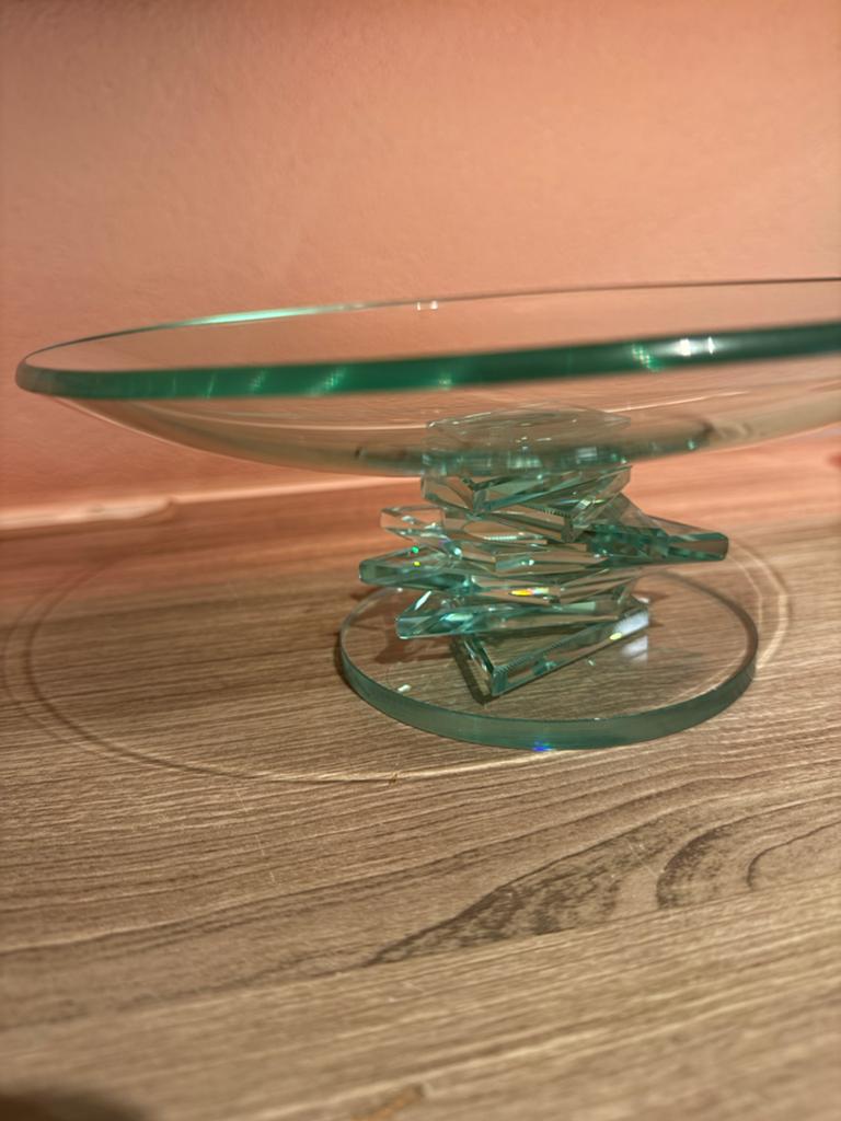 Moderne Leonardo glazen schaal op sculpturale voet, Verzenden