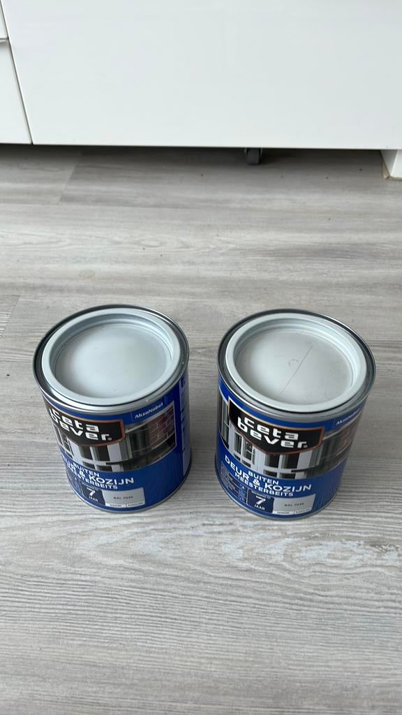 2 nieuwe potten verf grijs Ral 7035, Ophalen of Verzenden, Zo goed als nieuw, Grijs