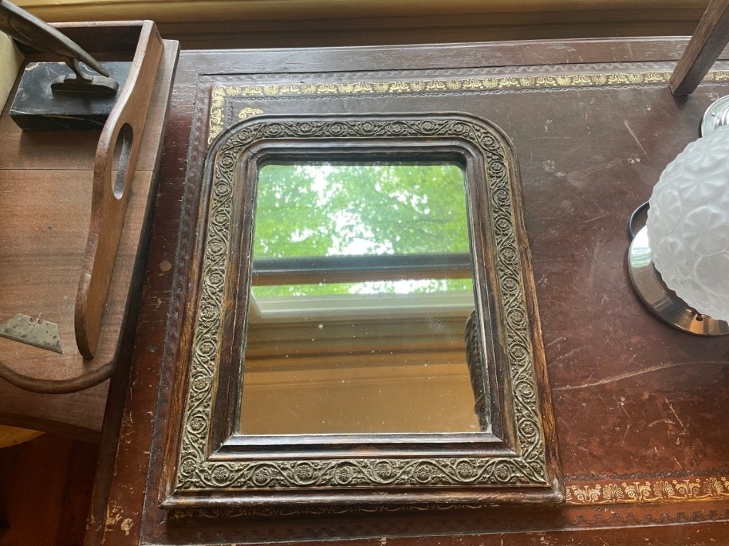 Spiegeltje Louis Philippe Frans antiek 36 cm, Ophalen of Verzenden, Overige vormen, Minder dan 50 cm, Minder dan 100 cm