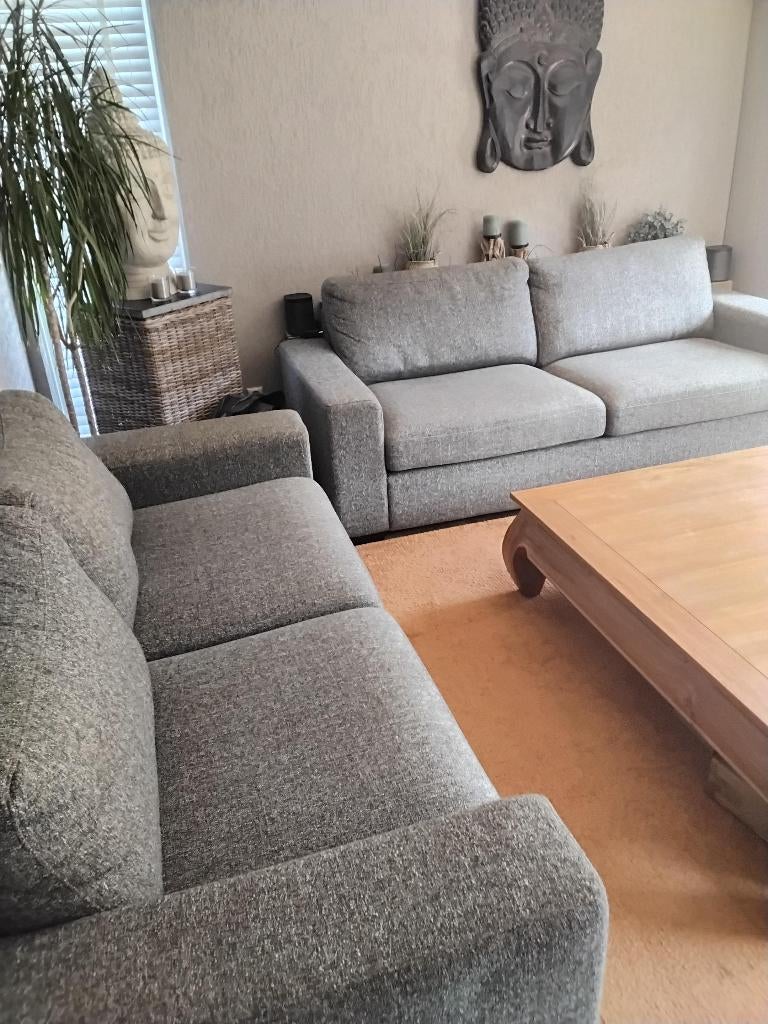 Bankstel groen - 3 en 2,5 zits, Ophalen, Gebruikt, Overige maten, 75 tot 100 cm