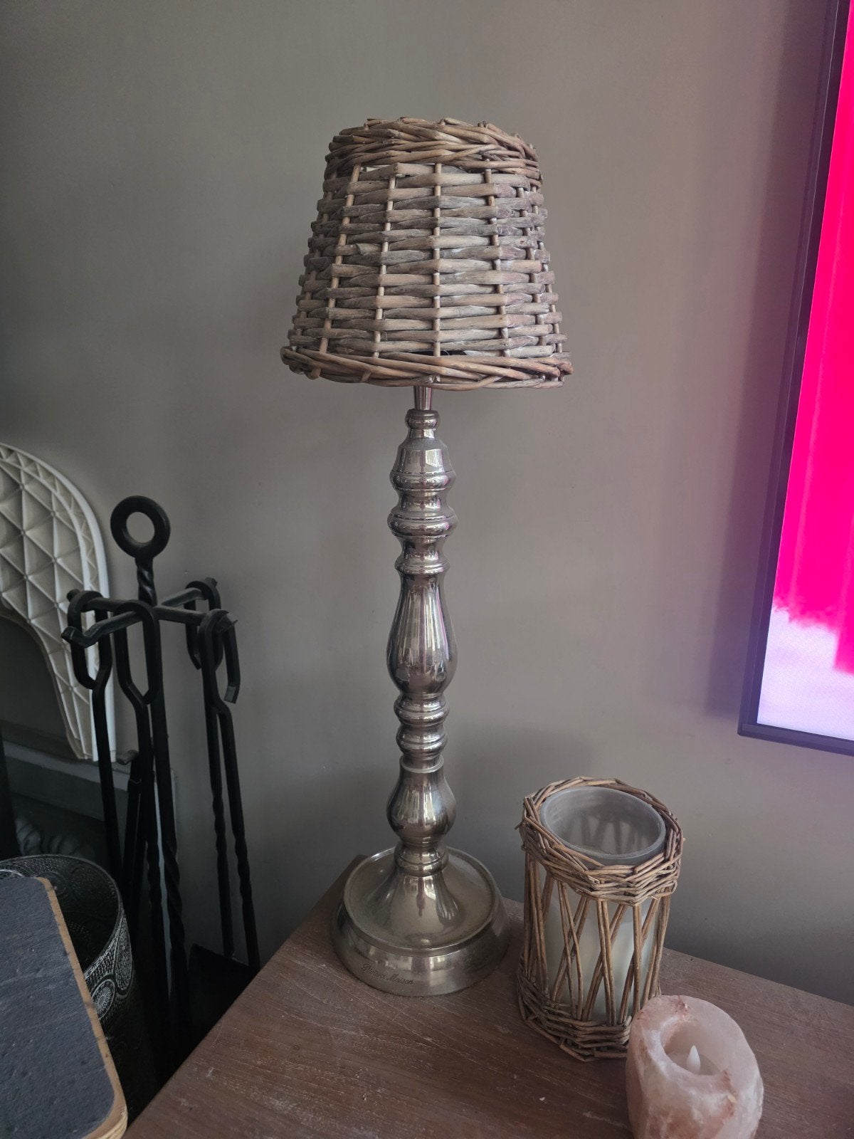 2x Riviera Maison lamp met rieten kap, Ophalen