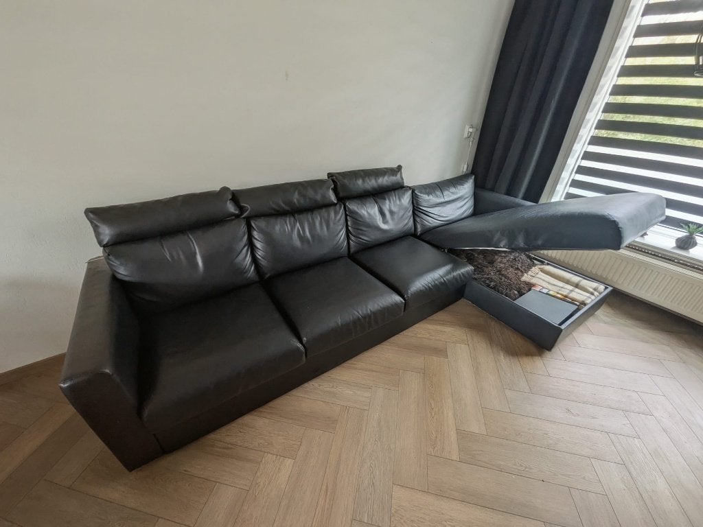IKEA VIMLE hoekbank met chaise longue – zwart, Ophalen, Gebruikt, 300 cm of meer, Vierpersoons of meer