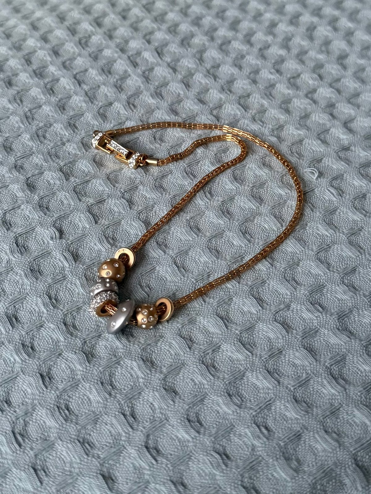 Vintage Swarovski Ketting Kauri Crystal Slider Charm Necklac, Ophalen of Verzenden, Zo goed als nieuw, Goud
