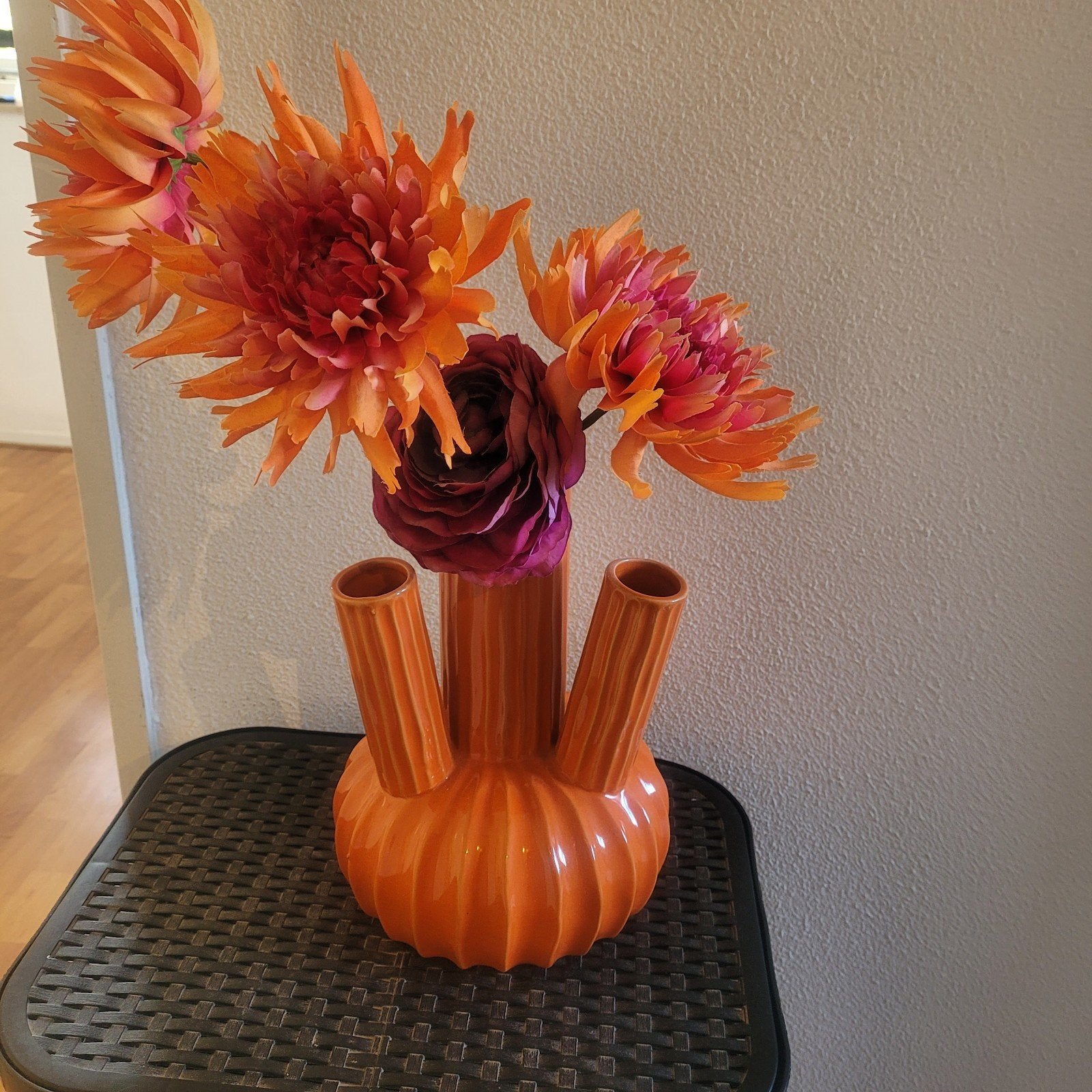trompet/tulp vaas oranje zgan, Ophalen of Verzenden, Oranje