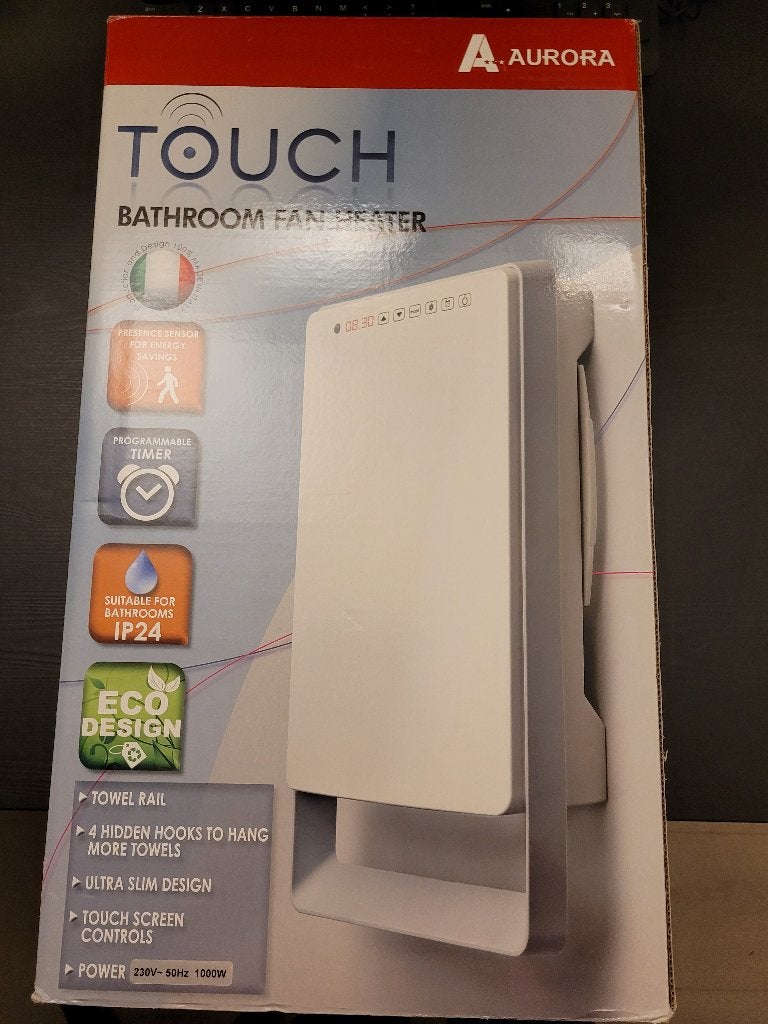 Aurora Touch elektrische badkamer fan verwarming nieuw, Doe-het-zelf en Verbouw, Verwarming en Radiatoren, 30 tot 80 cm, Radiator