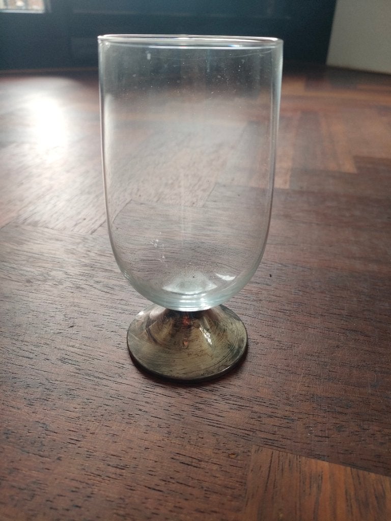 Vintage glas met zilveren voet, Antiek en Kunst, Antiek | Glas en Kristal, Ophalen