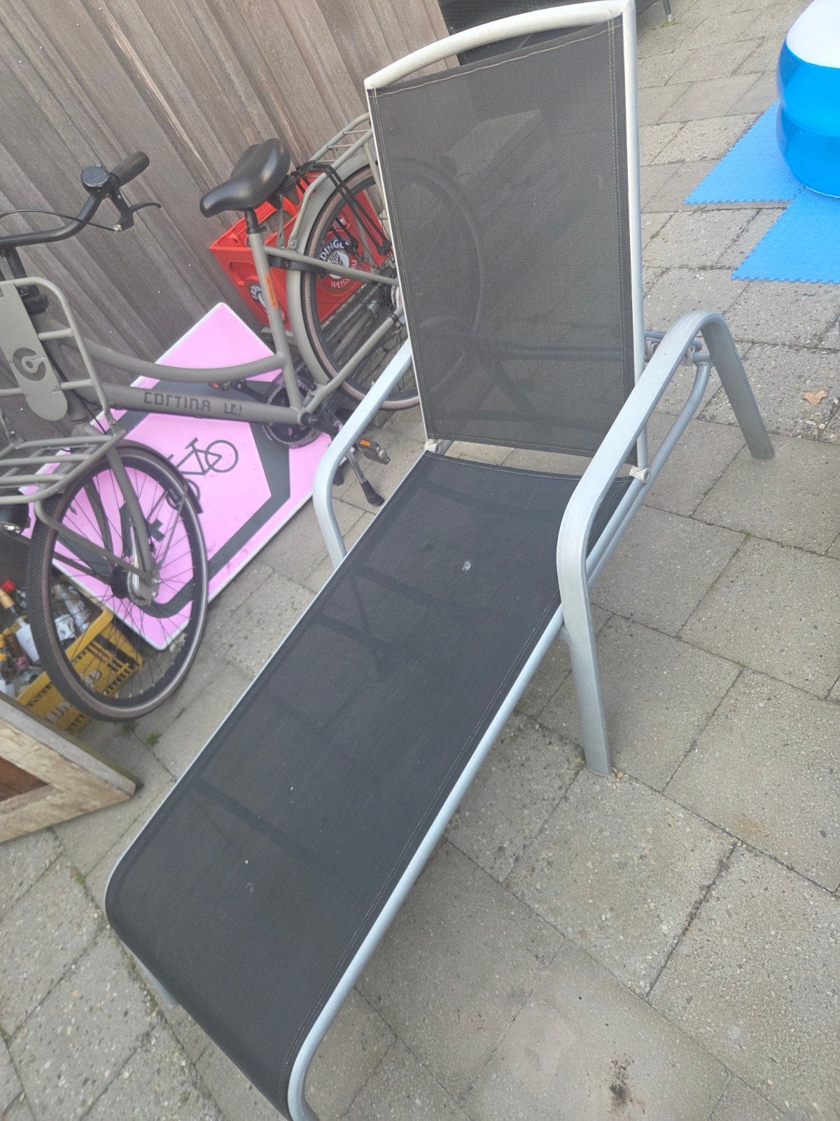 Aluminium ligbed met verstelbare rugleuning, Ophalen, Gebruikt, Aluminium, Verstelbaar