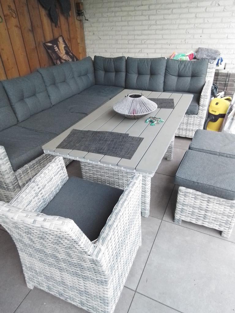 Tuinset 2 x 2.50 tafel 1.50 x 0.80 vorig jaar gekocht, Tuin en Terras, Tuinsets en Loungesets, Ophalen, Zo goed als nieuw, Bank