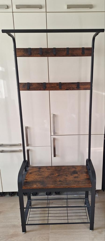 Kapstok met schoenenrek en zitbankje - 35x183x75, Ophalen, Zo goed als nieuw, Metaal, Staande kapstok