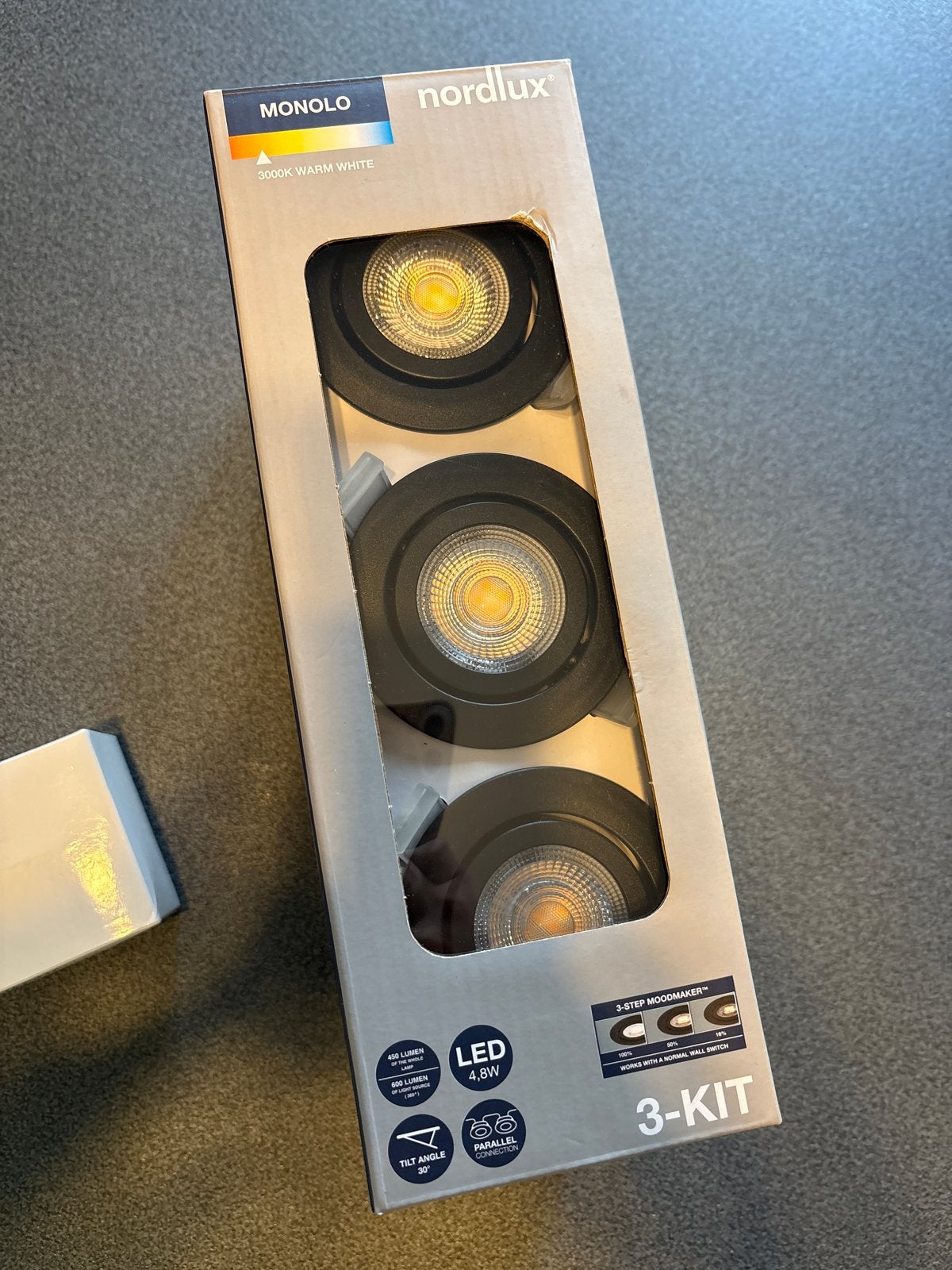 Nordlux Monolo LED Inbouwspots 3-kit 3000K Warm Wit, Metaal, Overige merken, Zwart, Nieuw
