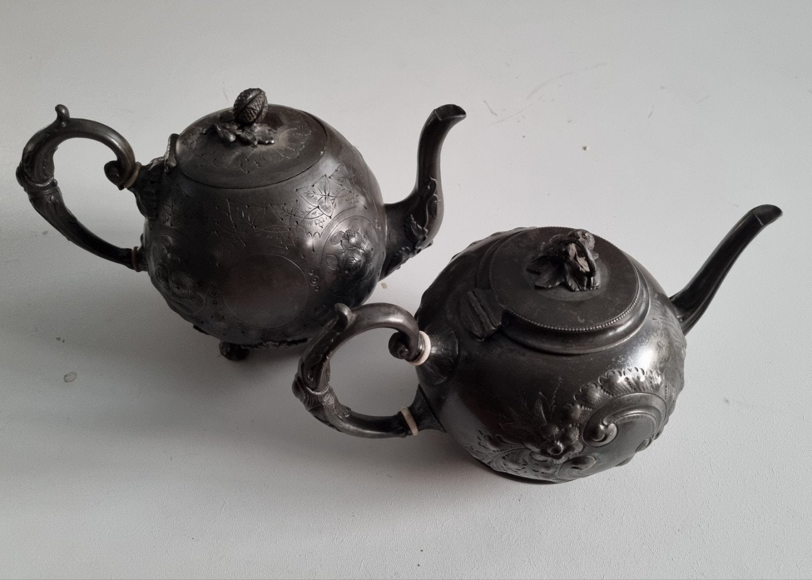 2 x oude tinnen theepot, Ophalen of Verzenden