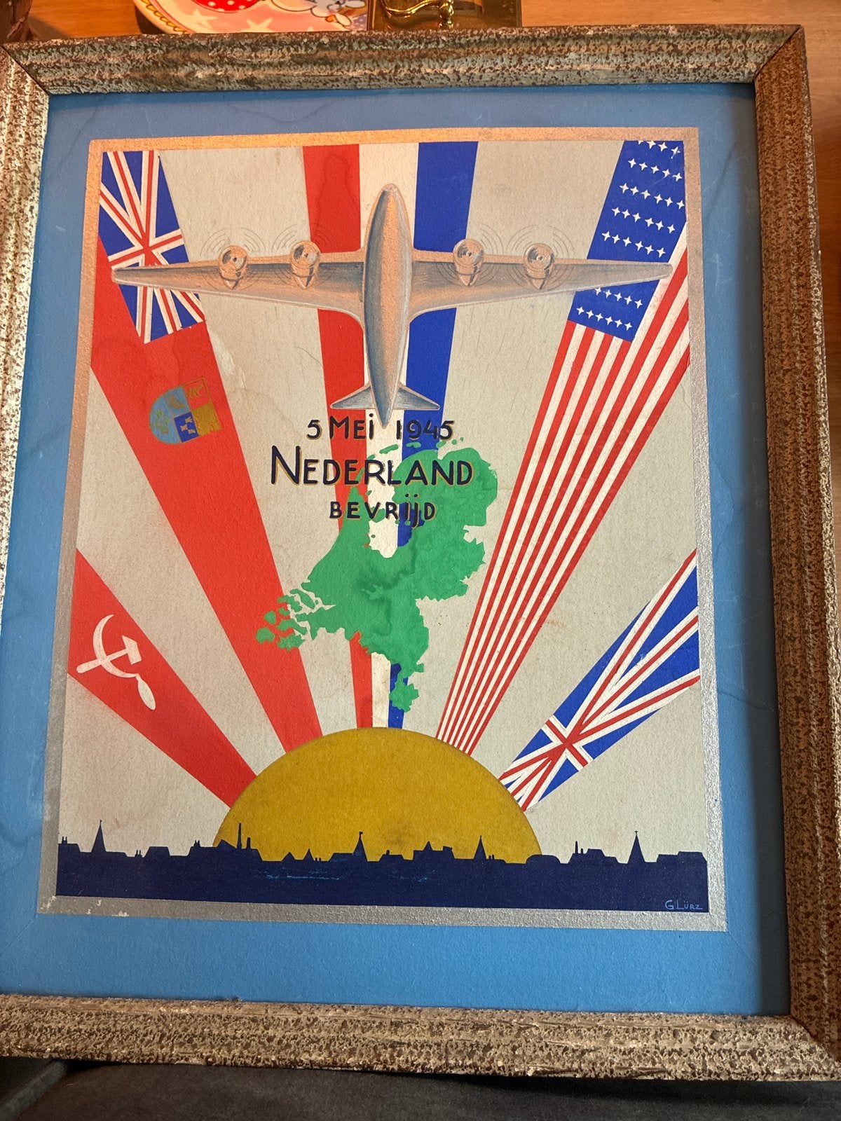 Vintage5 mei 1945 Nederland Bevrijd G.Lurz, Ophalen of Verzenden, Overige soorten, Nederland, Foto of Poster