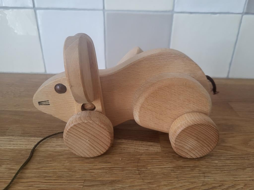 Houten konijn / muis trekspeelgoed, Kinderen en Baby's, Speelgoed | Houten speelgoed, Ophalen, Zo goed als nieuw, Duw- of Trekspeelgoed