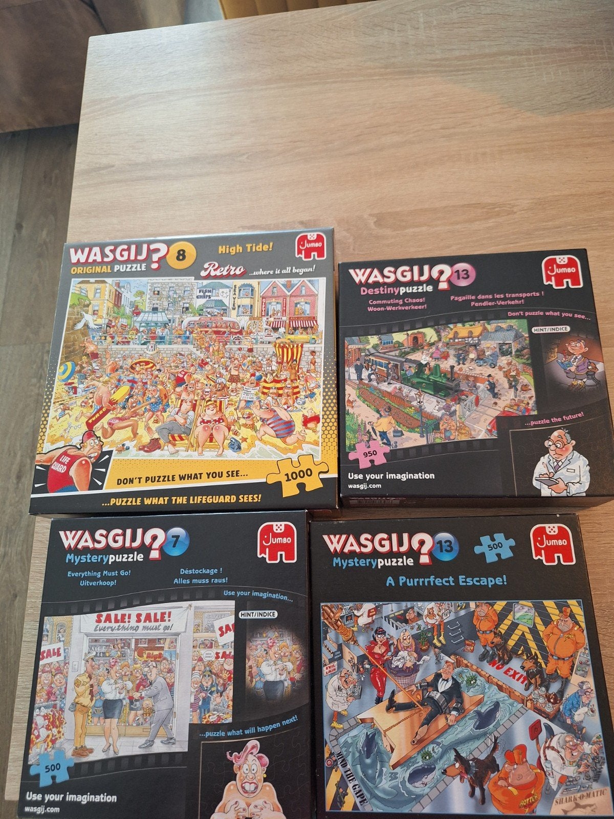 Te Koop Z.G.A.N. WasGij Puzzels, Hobby en Vrije tijd, Ophalen of Verzenden, 500 t/m 1500 stukjes, Zo goed als nieuw