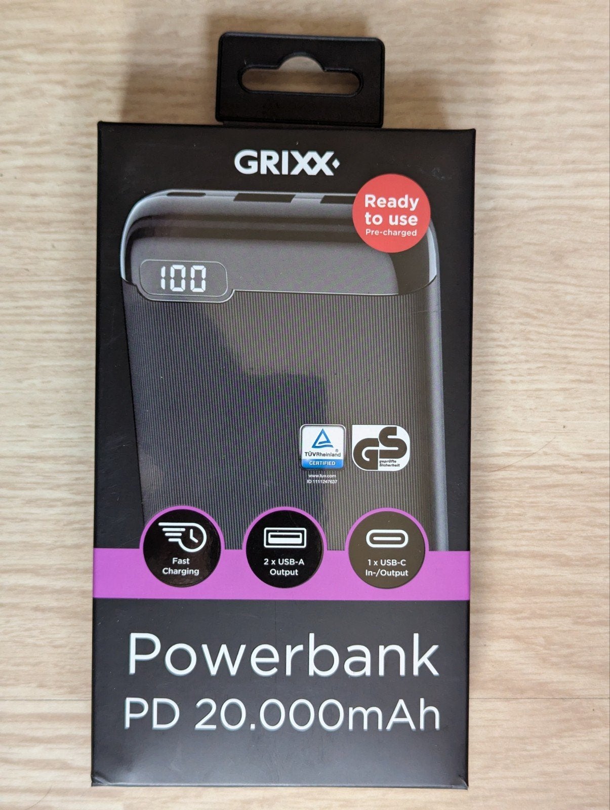 GRIXX 20.000 mAh Powerbank met USB-C en Fast Charge, Ophalen of Verzenden, Nieuw, GRIXX