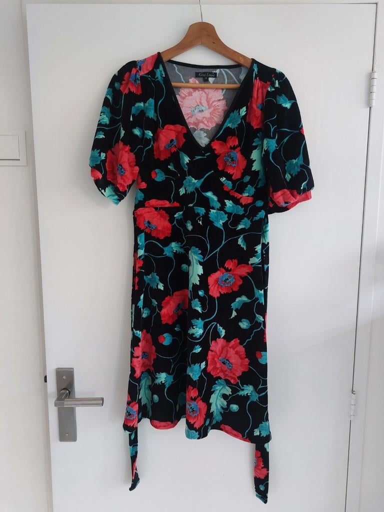 King Louie Velours Jurk - Maat S, Kleding | Dames, Jurken, Zwart, Ophalen of Verzenden, Zo goed als nieuw, King Louie