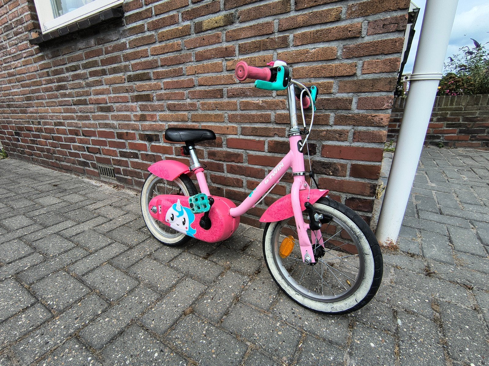 Roze kinderfiets Btwin 14 inch, Ophalen of Verzenden, Gebruikt, Minder dan 16 inch, Btwin Decathlon