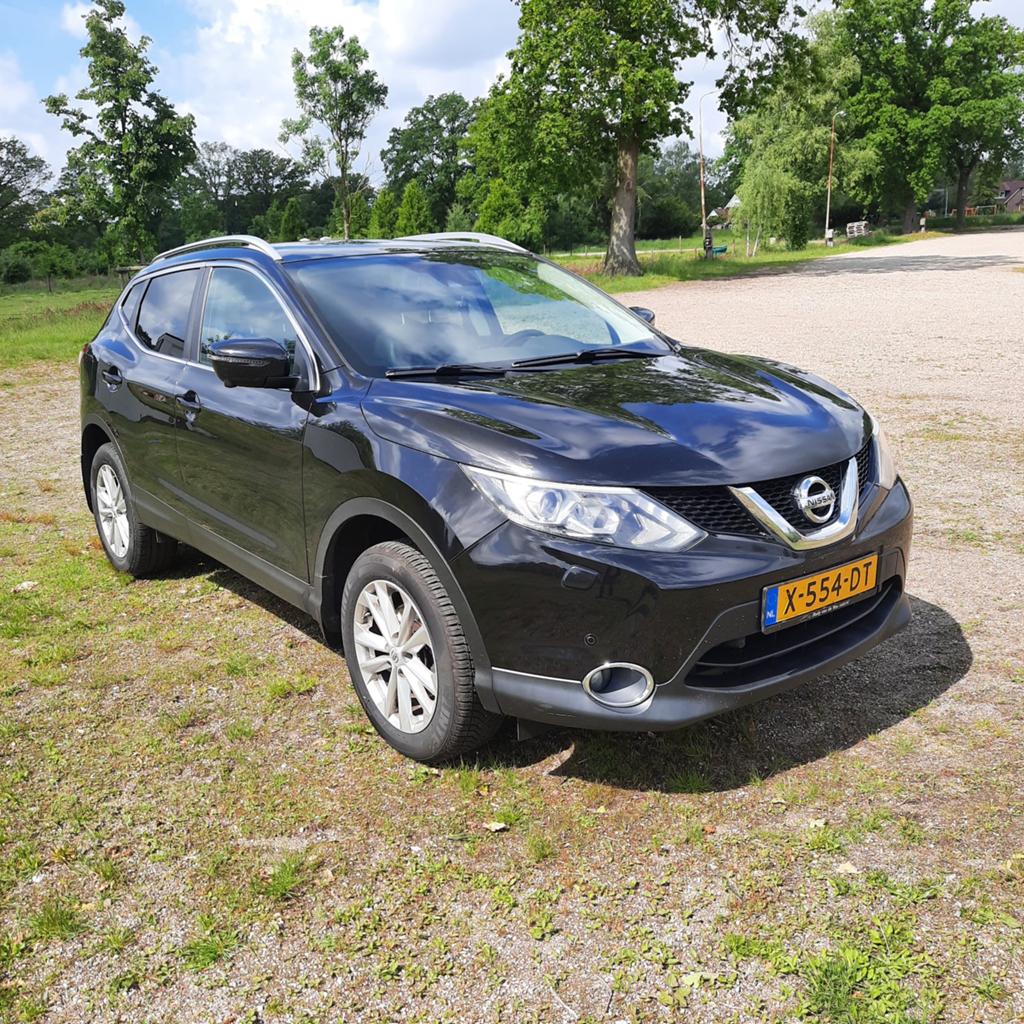 Nissan Qashqai 1.2 Tekna, 2015 Zwart, Voorwielaandrijving, Zwart, 4 cilinders, Leder en Stof