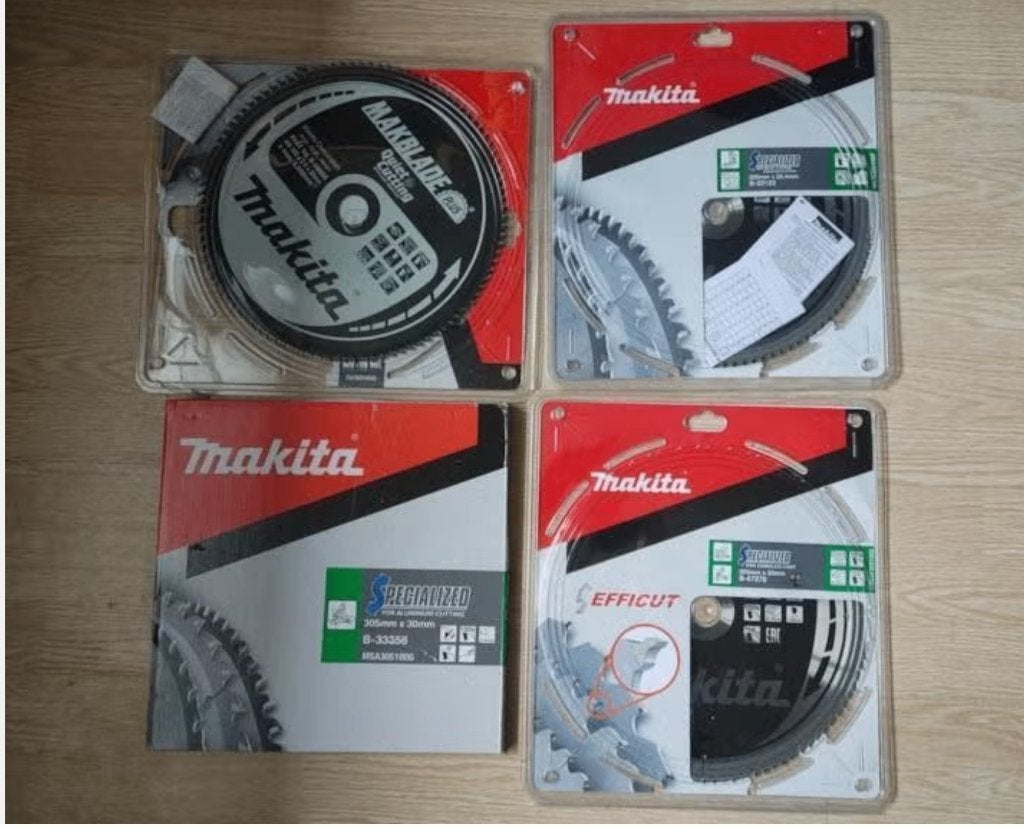 Makita B-08850 B-67278 B-333358 B-23123 zaagbladen RVS Hout, Gebruikt, Ophalen of Verzenden, Makita, Afkortzaag
