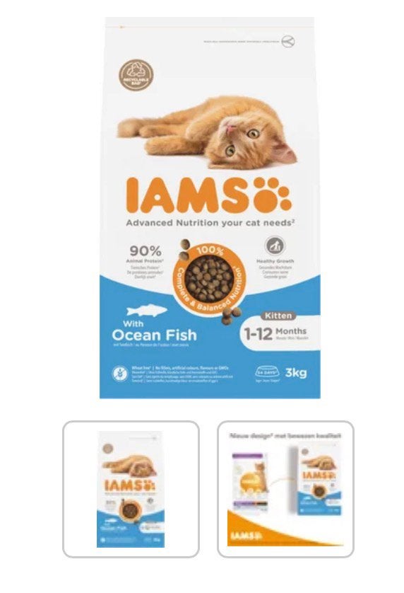 IAMS kattenvoer brokken For Vitality kitten oceaan vis 3 kg, Ophalen of Verzenden, Kat