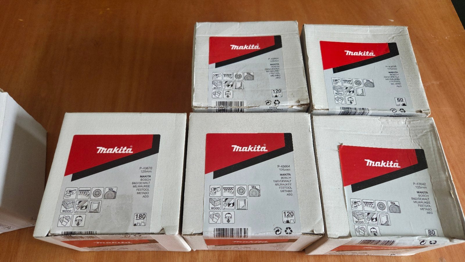 5 doosjes Makita schuurpapier van 125mm, diverse gritts, Ophalen of Verzenden, Nieuw, Overige typen