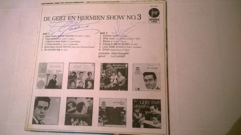 Gert en hermien ‎– gert en hermien show no. 3 gesigneerd, Cd's en Dvd's, Ophalen, LP, Gebruikt, Inclusief binnenhoes