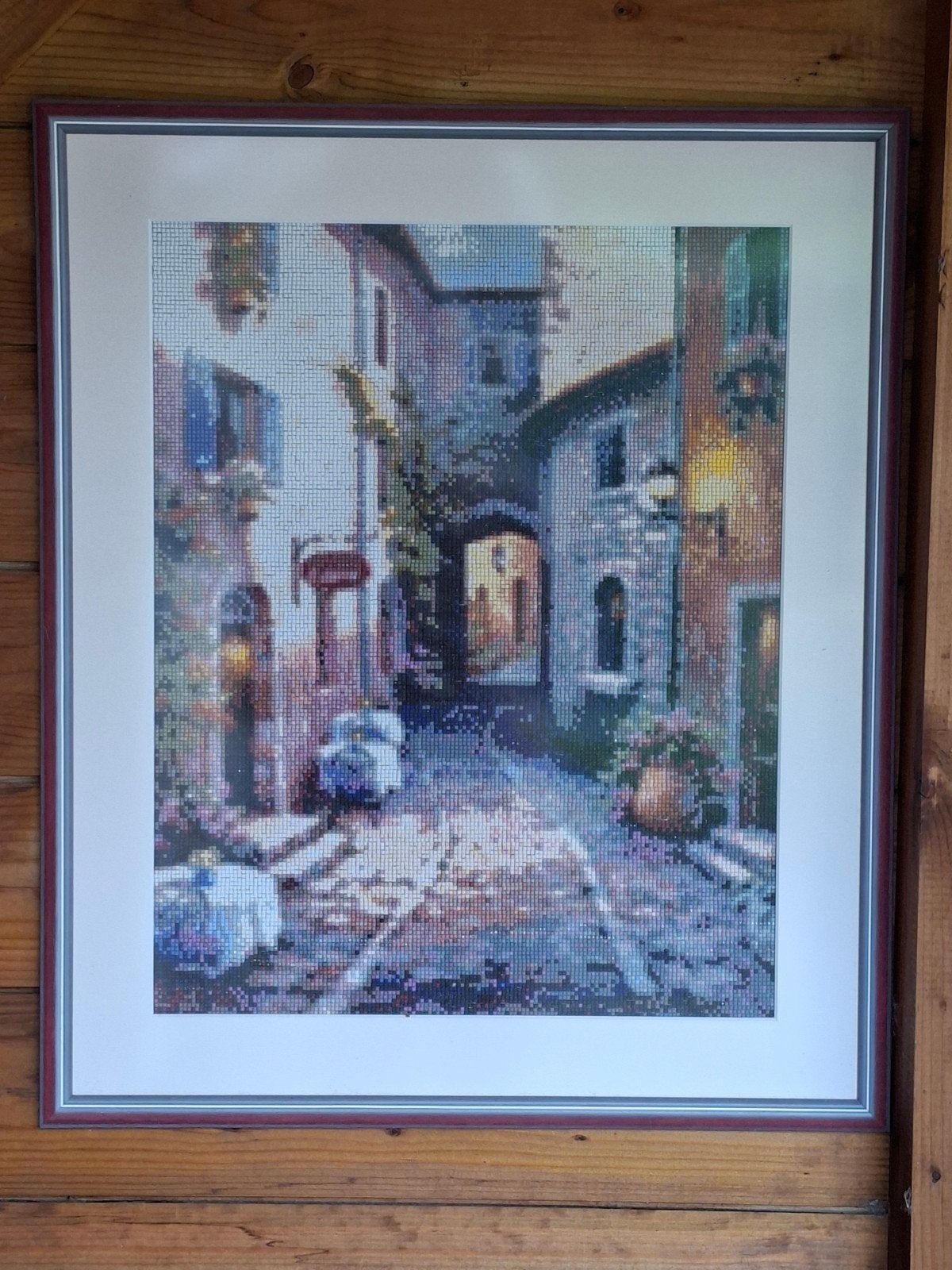Diamond Painting Schilderij: Romantisch Straatje, 50 – 75, Ophalen of Verzenden, Zo goed als nieuw, Schilderij