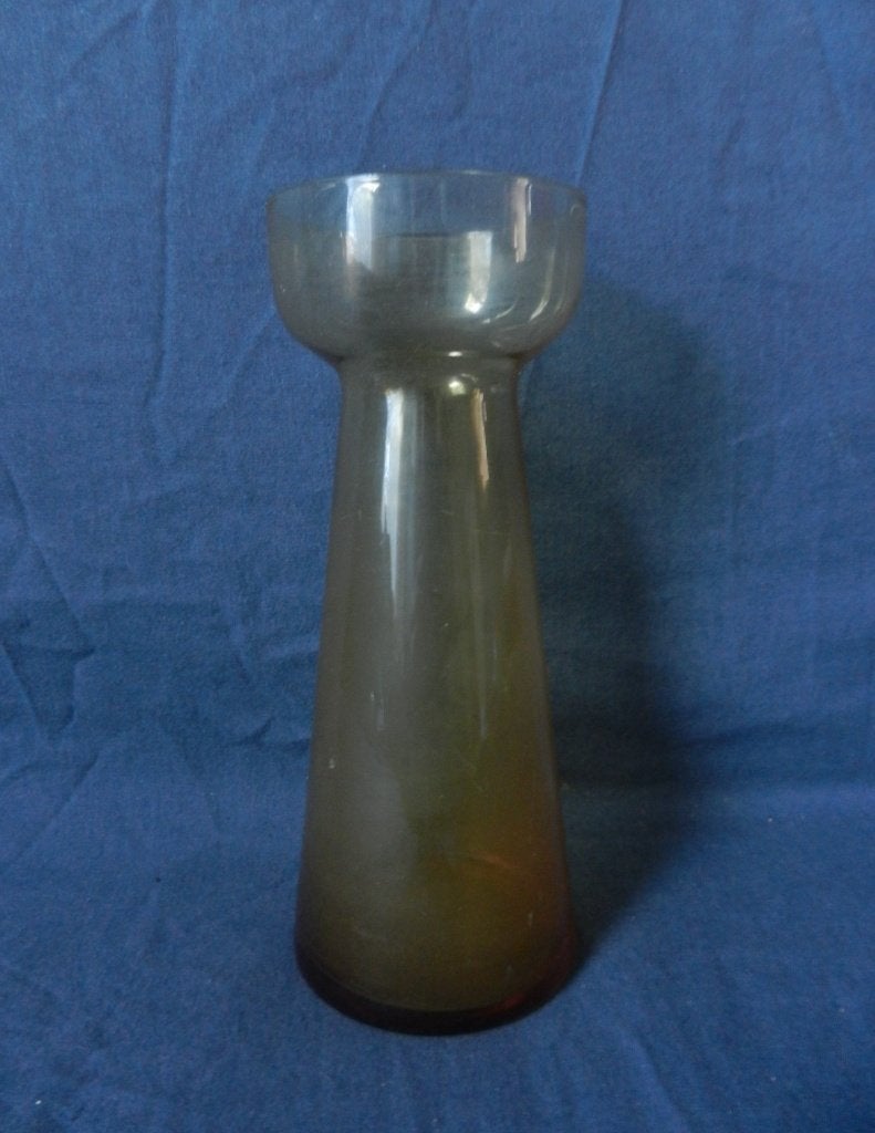 Leerdam / Maastricht glas oker amber hyacinthen vaas 19,5 cm, Ophalen of Verzenden