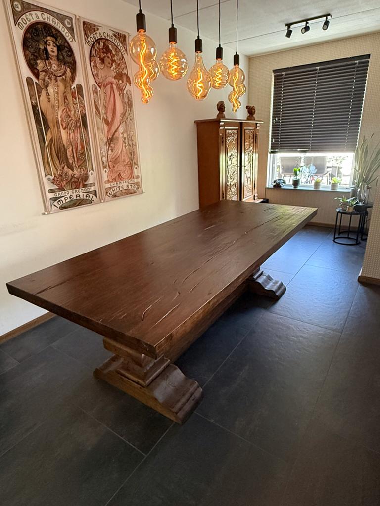Robuuste eiken Kloostertafel 240x100, Huis en Inrichting, Tafels | Eettafels, Ophalen, Eikenhout, 200 cm of meer, 50 tot 100 cm