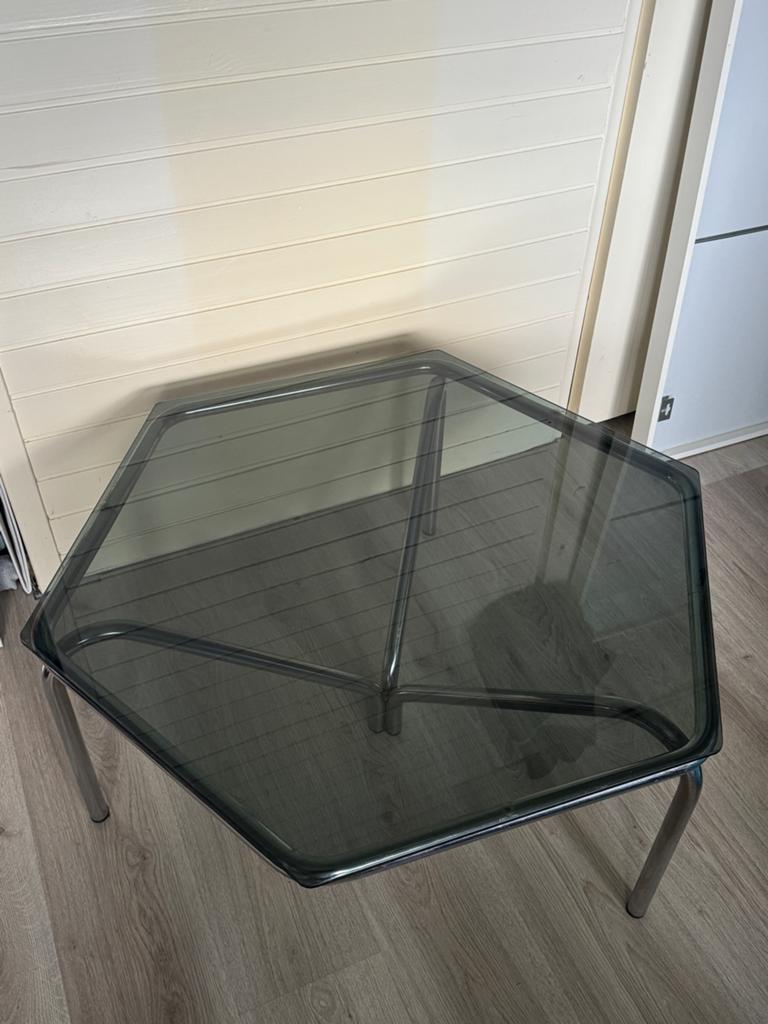 Vintage salon tafel chroom glas, Huis en Inrichting, Tafels | Salontafels, Ophalen, 100 tot 150 cm, 50 tot 100 cm, Glas