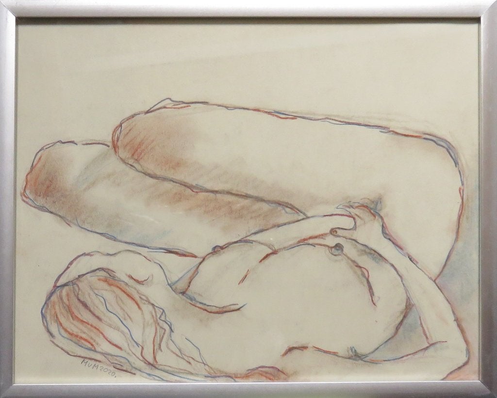 tekening liggende vrouw 26x21cm, Ophalen of Verzenden