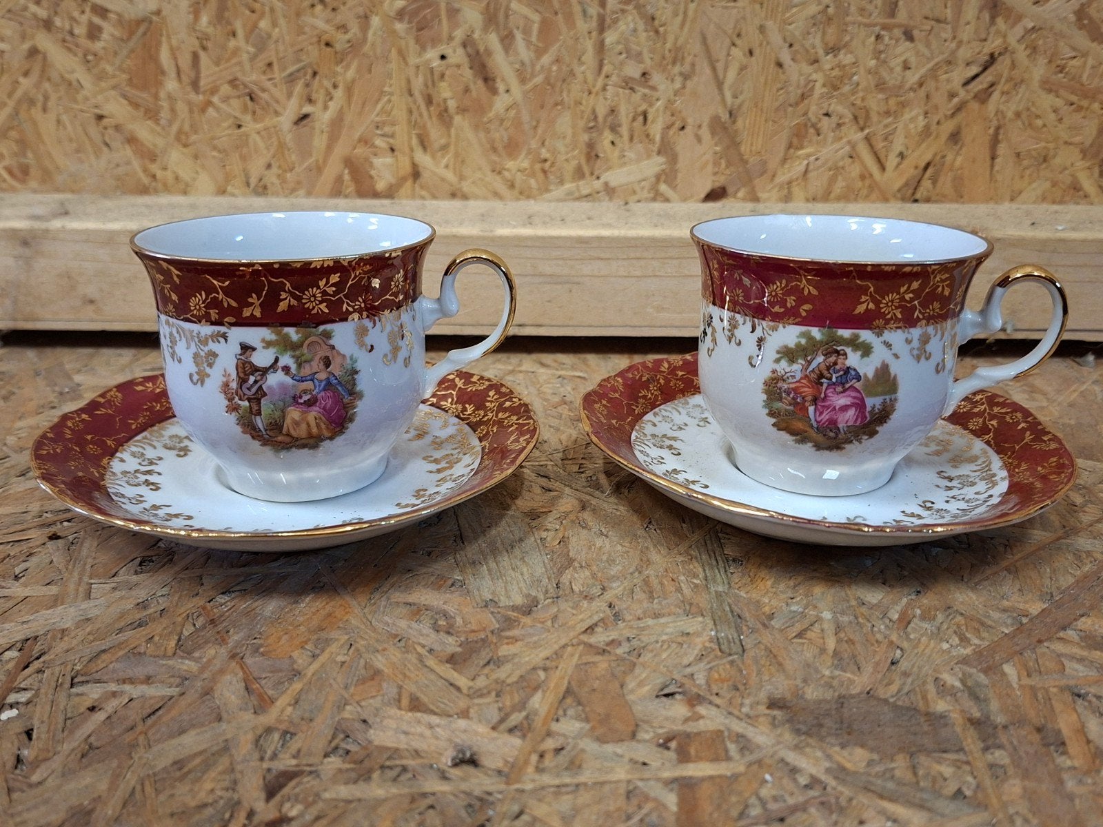 2 vintage kop en schotels Bavaria 24 karat gold, Ophalen of Verzenden