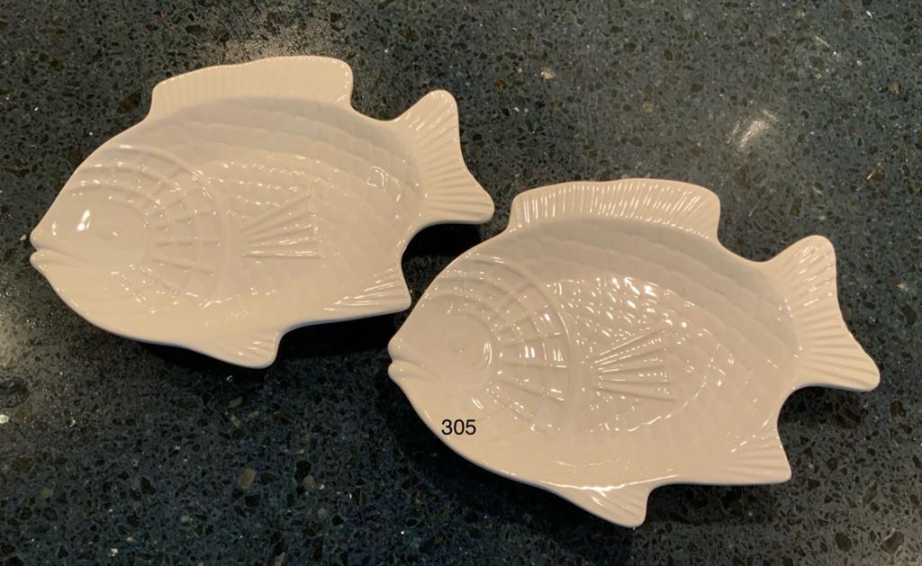 2 Witte Visschalen, Huis en Inrichting, Keuken | Servies, Keramiek, Ophalen of Verzenden, Effen, Schaal of Schalen