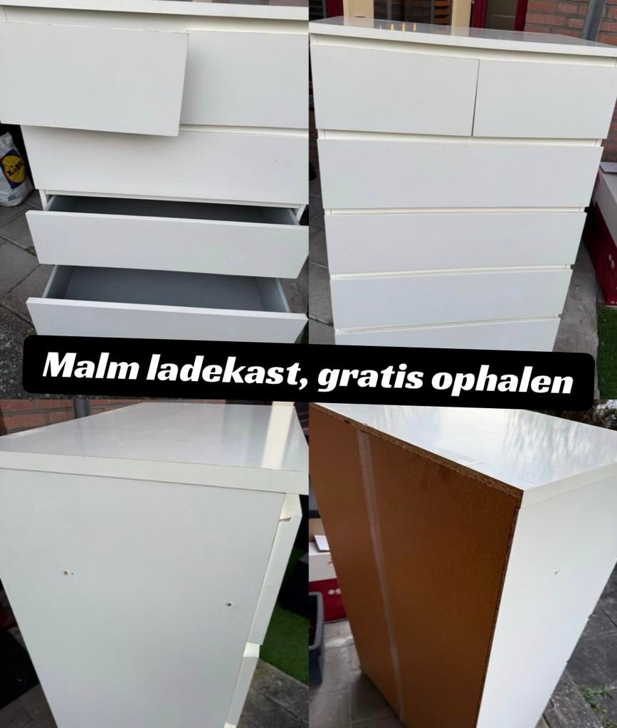 Gebruikte Malm ladekast - Gratis ophalen in Rotterdam, Ophalen, Gebruikt, 5 laden of meer, 100 tot 150 cm
