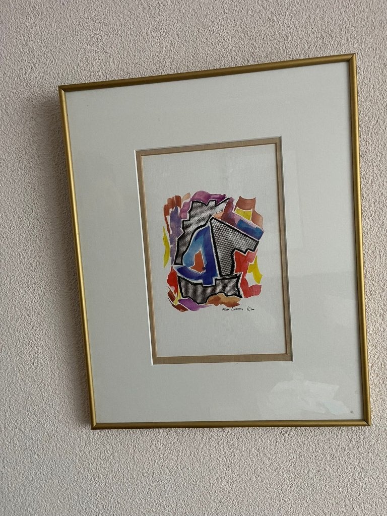Abstract werk in lijst, Antiek en Kunst, Ophalen