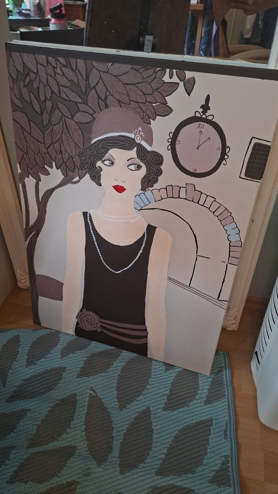 Schilderij: Betty Boop met zonnebril, Antiek en Kunst, Ophalen, Acrylverf, Handgeschilderd, Stripfiguren/cartoons