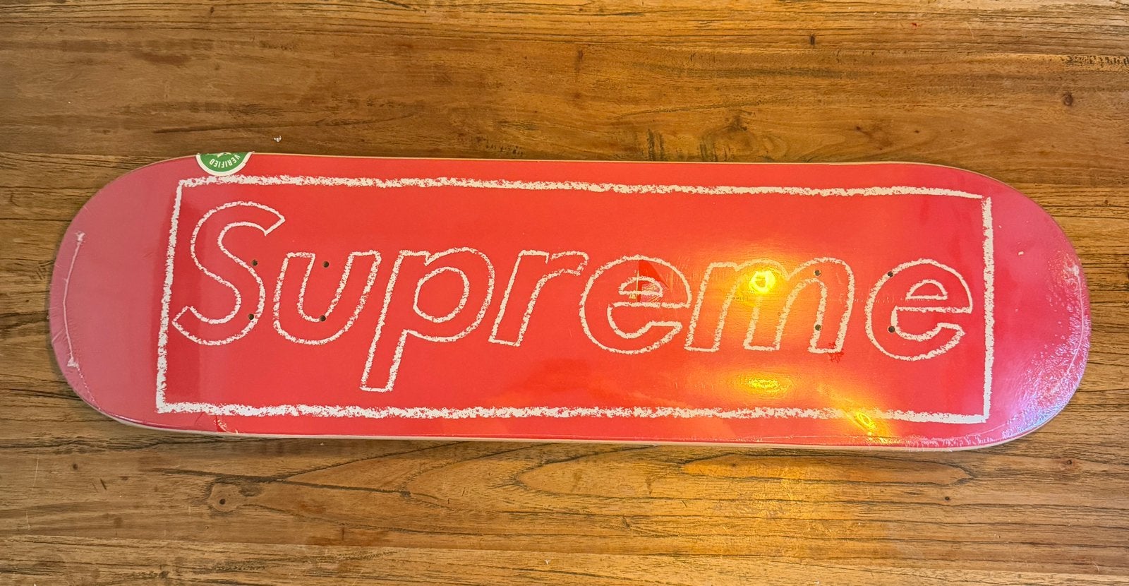 Supreme KAWS Chalk logo skateboard deck - Rood, Ophalen, Nieuw
