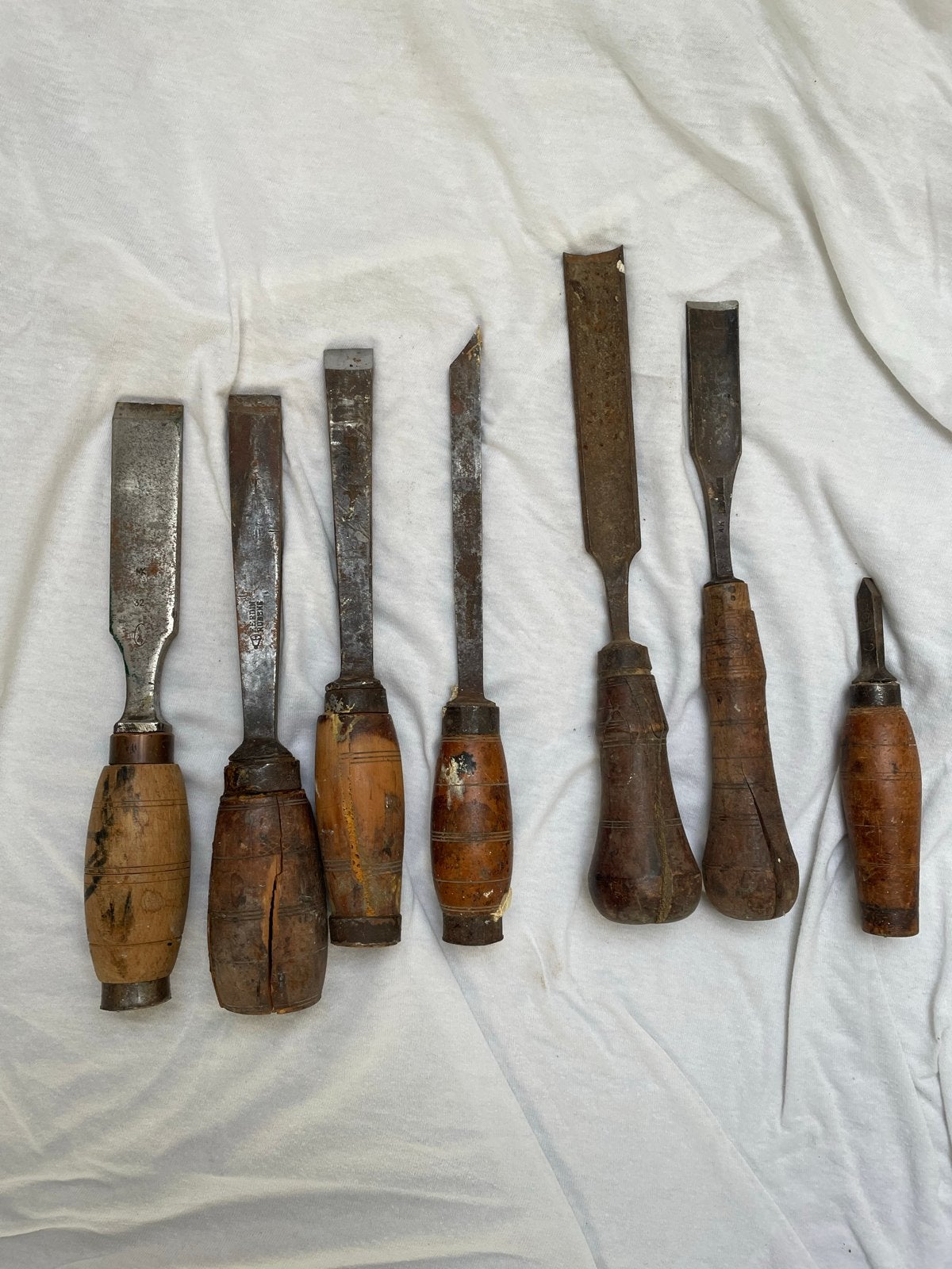 Set van 6 Antieke Beitels en Gutsen - Houtbewerking Gereedsc, Antiek en Kunst, Ophalen of Verzenden