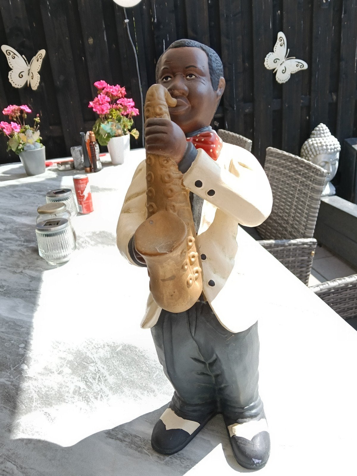 Mooi oud beeld van saxofonist, Ophalen, 20 - 50 cm, Overige materialen, Beeld