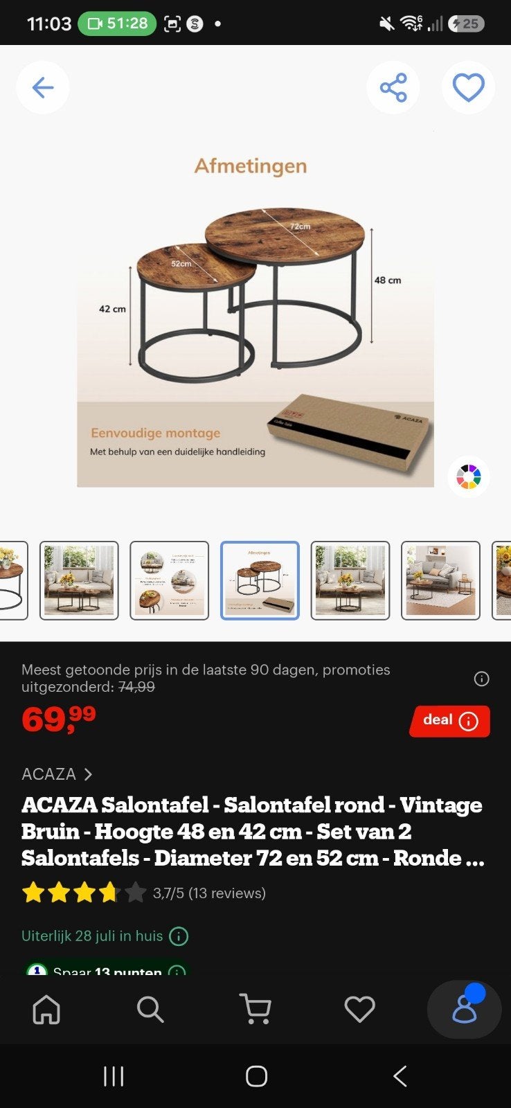 salontafel, Ophalen, 100 tot 150 cm, 50 tot 100 cm, Zo goed als nieuw
