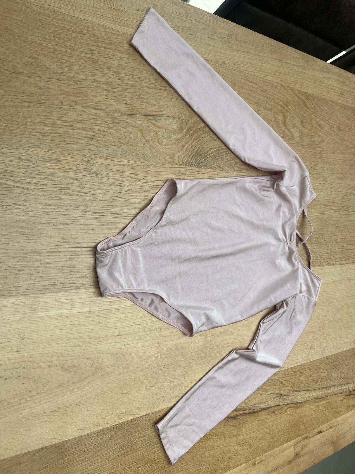 Mooi turnpakje met lange mouw, maat 112/128, Gebruikt, Roze, Turnpak(je), Kindermaat 122 t/m 140